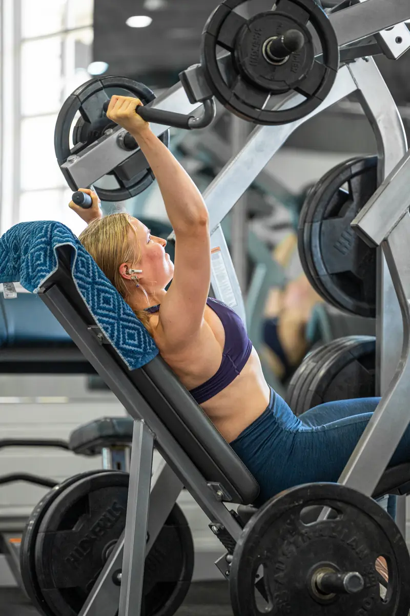 Charlotte training on the incline press