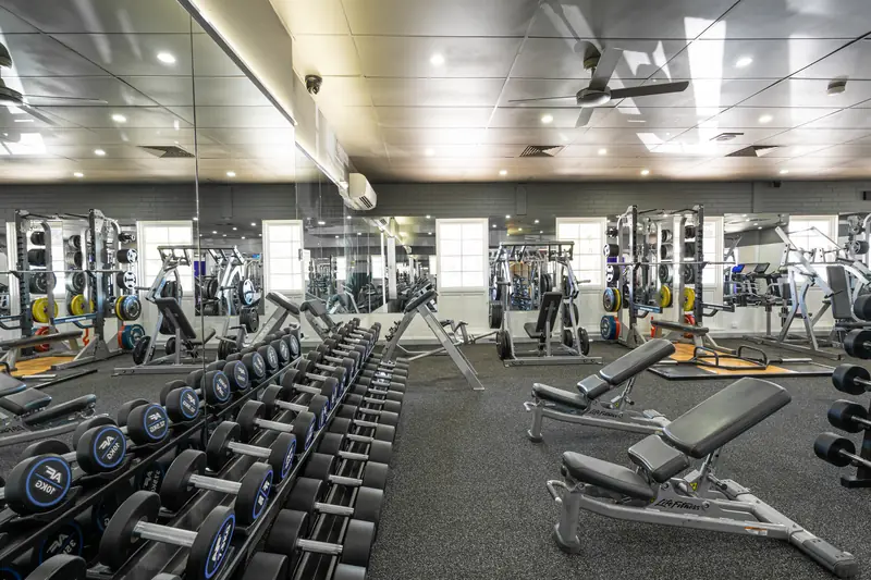 The Anytime Fitness dumbbell rack